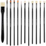 Paint Brush Set 12pcs, Natural Hog Bristle Long Handle Professional Artist Brushes Anti-Shedding, Art Supplies for Kids and Adults for Acrylic and Oils Painting, Watercolor, Face Painting Craft - Image 7